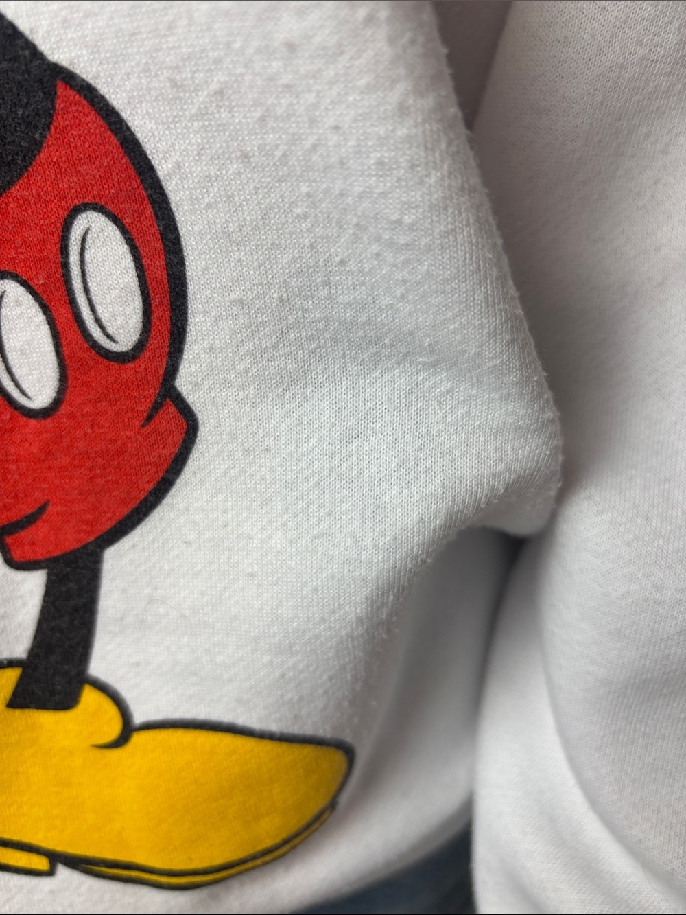 Disney White Crewneck Sweatshirt with Mickey Graphic Embroidered MICKEY - Picture 4 of 9